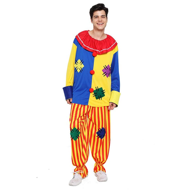 EraSpooky Adult Circus Clown Costume Colorful Suit Halloween Party Joker Role Play - Image 2